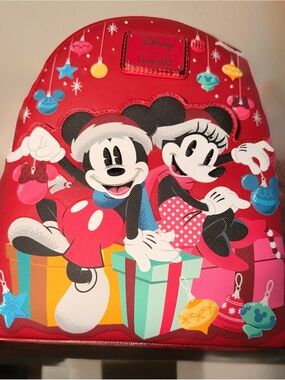 Loungefly Red Mickey & Minnie Holiday Mini Backpack